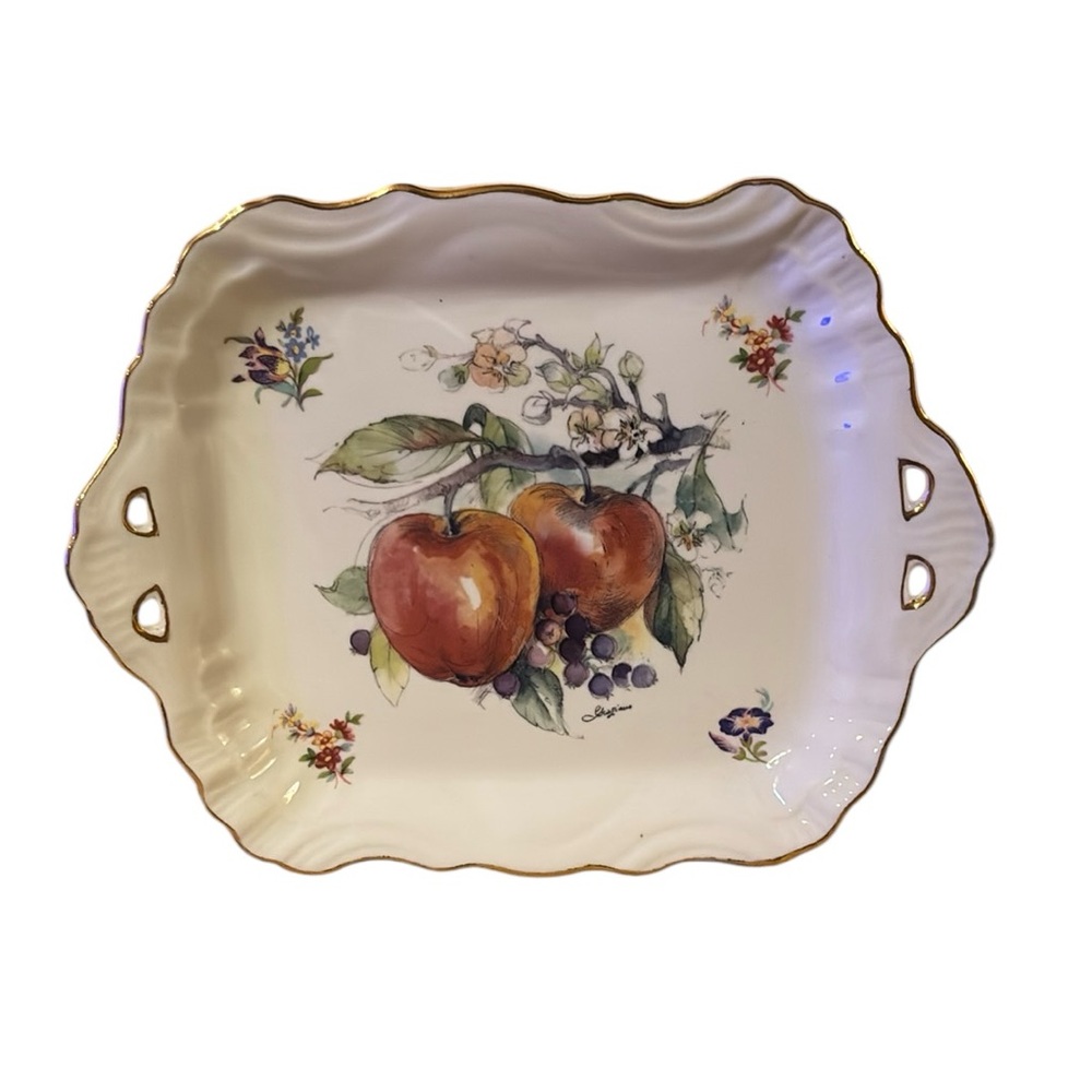 Vintage Formalities by Baum Bros Floral Fruit Porcelain Tray